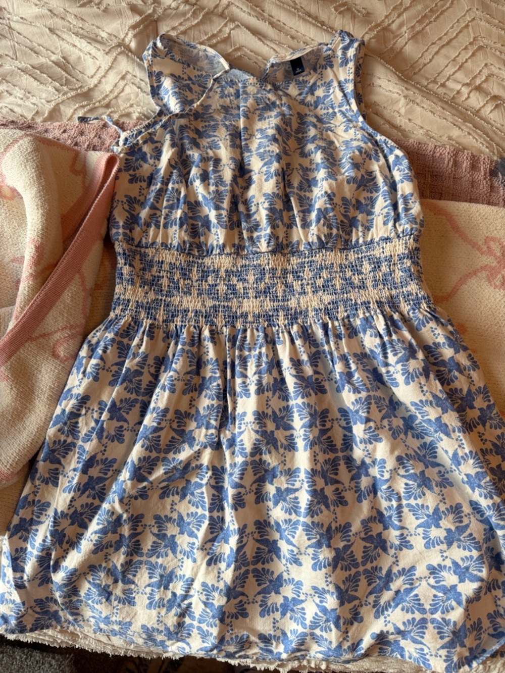 Universal Thread Cream Sundress with Blue Floral Print